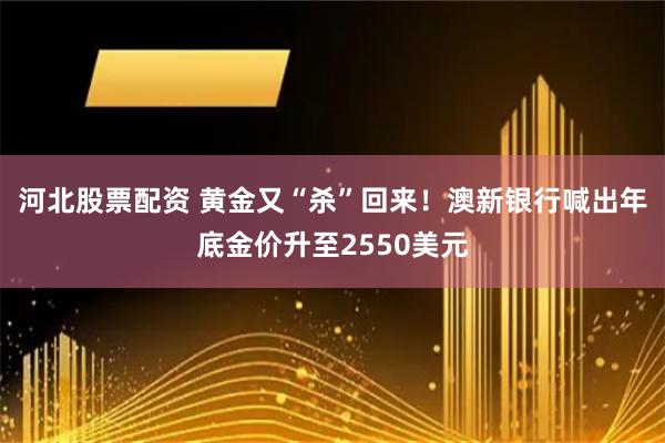 河北股票配资 黄金又“杀”回来！澳新银行喊出年底金价升至2550美元